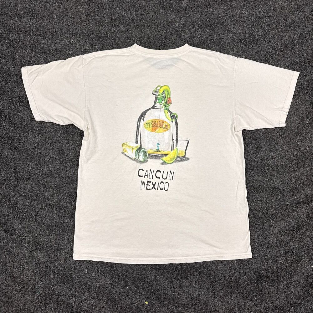 VTG Cancun Mexico Tequila T Shirt Cup Lime Bottle Shirt Size Large